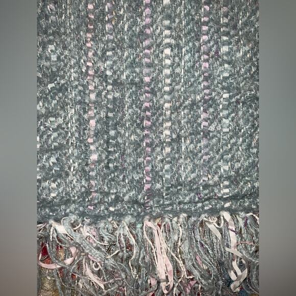 VTG CHURCHILL WEAVERS TURQUOISE GREEN LAVENDER PURPLE WHITE HANDWOVEN THROW - Picture 9 of 16